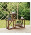 vidaXL Flower Stand 90x25x73.5 cm Solid Wood Fir — Colour: brown, Size: 90 x 25 x 73.5 cm