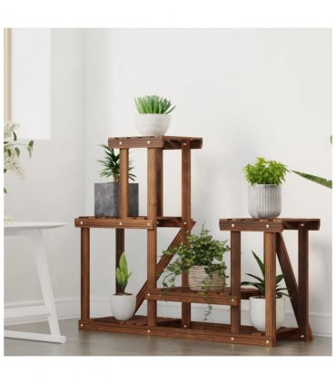 vidaXL Flower Stand 90x25x73.5 cm Solid Wood Fir — Colour: brown, Size: 90 x 25 x 73.5 cm