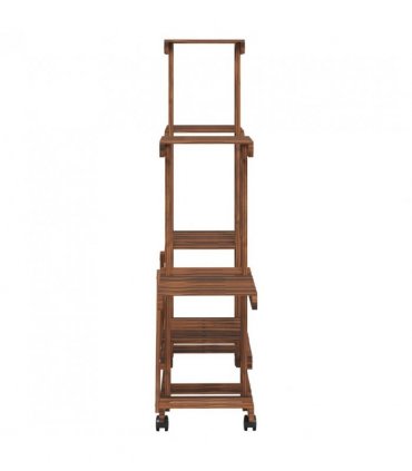 vidaXL Flower Stand with Wheels 95x25x101 cm Solid Wood Fir — Colour: brown, Size: 95 x 25 x 101 cm