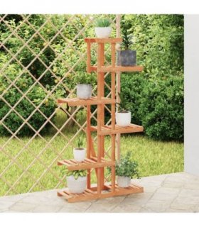 vidaXL Flower Stand 75x25x140.5 cm Solid Wood Fir — Colour: light brown, Size: 75 x 25 x 140.5 cm