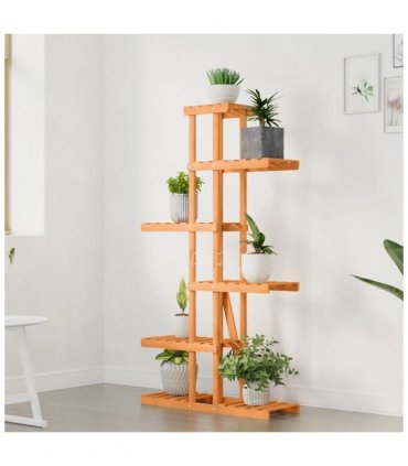 vidaXL Flower Stand 75x25x140.5 cm Solid Wood Fir — Colour: light brown, Size: 75 x 25 x 140.5 cm