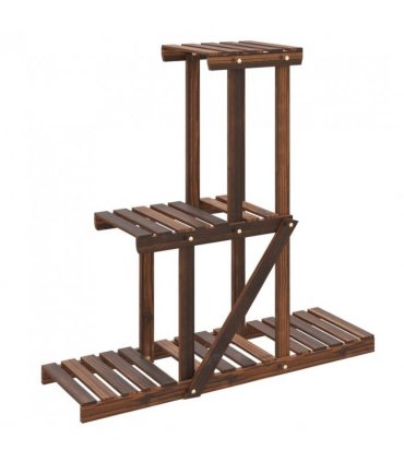 vidaXL Flower Stand 81x25x75.5 cm Solid Wood Fir — Colour: brown, Size: 81 x 25 x 75.5 cm