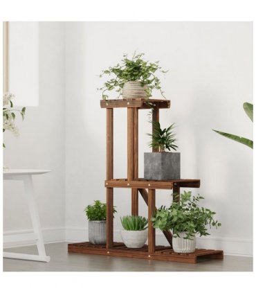 vidaXL Flower Stand 81x25x75.5 cm Solid Wood Fir — Colour: brown, Size: 81 x 25 x 75.5 cm