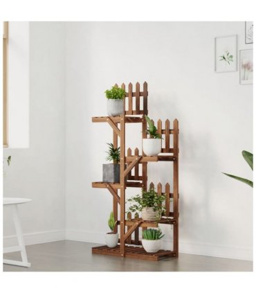 vidaXL Flower Stand 60x25x130 cm Solid Wood Fir — Colour: brown, Size: 60 x 25 x 130 cm