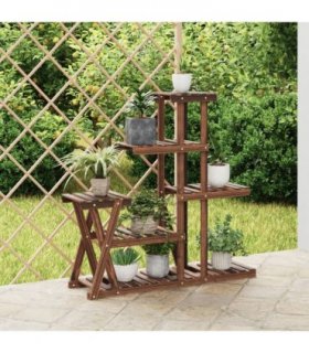 vidaXL Flower Stand 95x25x96 cm Solid Wood Fir — Colour: brown, Size: 25 x 95 x 96 cm
