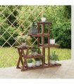 vidaXL Flower Stand 95x25x96 cm Solid Wood Fir — Colour: brown, Size: 25 x 95 x 96 cm