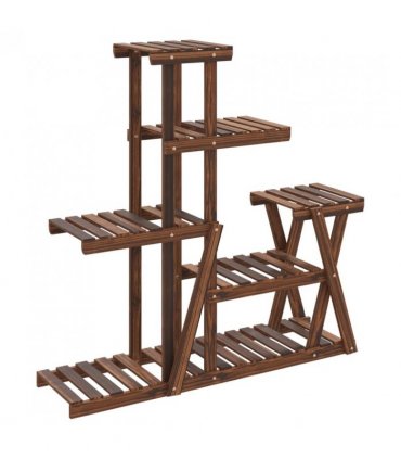 vidaXL Flower Stand 95x25x96 cm Solid Wood Fir — Colour: brown, Size: 25 x 95 x 96 cm