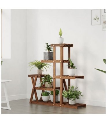 vidaXL Flower Stand 95x25x96 cm Solid Wood Fir — Colour: brown, Size: 25 x 95 x 96 cm