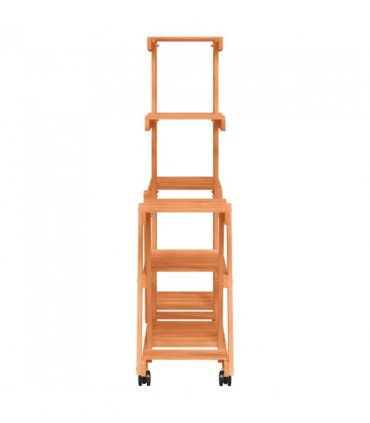 vidaXL Flower Stand with Wheels 95x25x101 cm Solid Wood Fir — Colour: light brown, Size: 25 x 95 x 101 cm