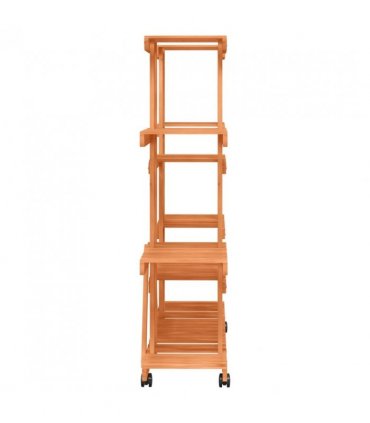 vidaXL Flower Stand with Wheels 110x25x115 cm Solid Wood Fir — Colour: light brown, Size: 110 x 25 x 115 cm