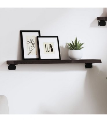 vidaXL Wall Shelf Dark Brown 60x10x2 cm Treated Solid Wood Oak — Size: 60 x 10 x 2 cm