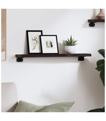 vidaXL Wall Shelf Dark Brown 60x10x2 cm Treated Solid Wood Oak — Size: 60 x 10 x 2 cm