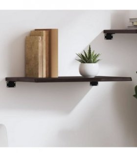 vidaXL Wall Shelf Dark Brown 60x40x2 cm Treated Solid Wood Oak — Size: 60 x 40 x 2 cm