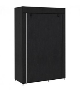 HOMCOM Fabric Wardrobe w/ Shelves Hanging Rail Foldable Wardrobe Black