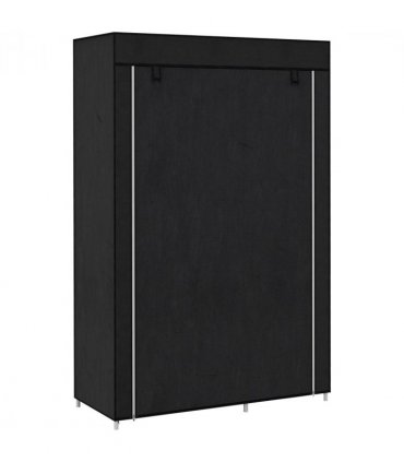HOMCOM Fabric Wardrobe w/ Shelves Hanging Rail Foldable Wardrobe Black