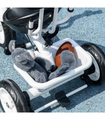 HOMCOM 6 in 1 Kids Tricycle w/ Removable Handle for 1.5 year, White