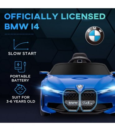 HOMCOM BMW i4 Licensed 12V Kids Electric Ride-On Car with Remote Control - Blue