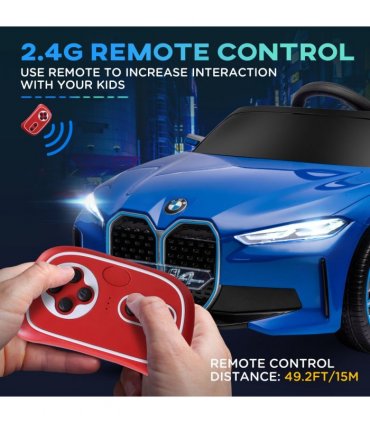 HOMCOM BMW i4 Licensed 12V Kids Electric Ride-On Car with Remote Control - Blue