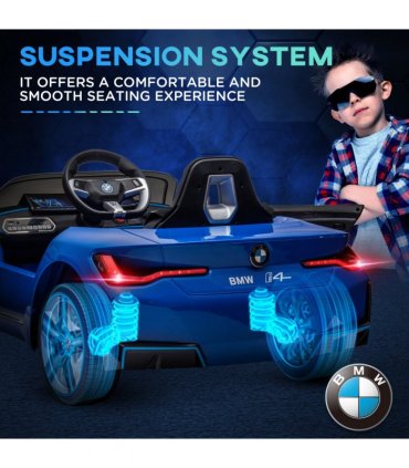 HOMCOM BMW i4 Licensed 12V Kids Electric Ride-On Car with Remote Control - Blue