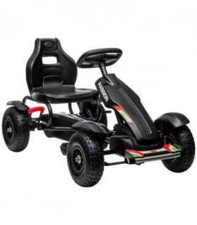 HOMCOM Children Pedal Go Kart w/ Adjustable Seat, Inflatable Tyres - Black