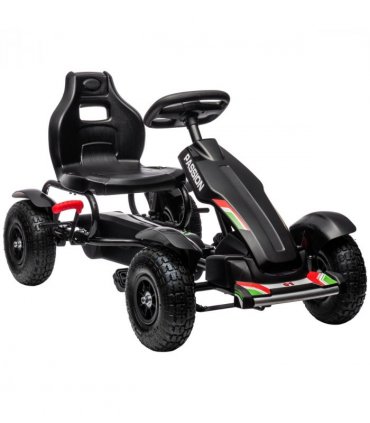 HOMCOM Children Pedal Go Kart w/ Adjustable Seat, Inflatable Tyres - Black