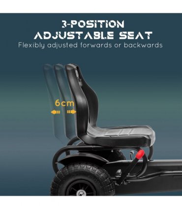 HOMCOM Children Pedal Go Kart w/ Adjustable Seat, Inflatable Tyres - Black