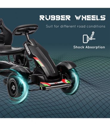 HOMCOM Children Pedal Go Kart w/ Adjustable Seat, Inflatable Tyres - Black