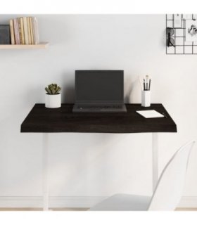 vidaXL Table Top Dark Brown 80x60x(2-4) cm Treated Solid Wood Oak — Size: 80 x 60 x 4 cm