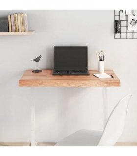 vidaXL Table Top Light Brown 80x40x(2-6) cm Treated Solid Wood Oak — Size: 80 x 40 x 6 cm