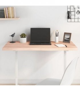vidaXL Table Top 100x60x(2-4) cm Untreated Solid Wood Oak — Colour: natural, Size: 100 x 60 x 4 cm