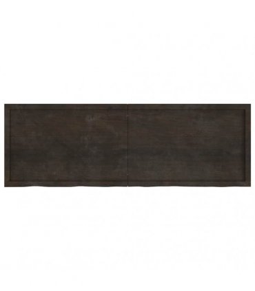 vidaXL Table Top Dark Brown 180x60x(2-6) cm Treated Solid Wood Oak — Size: 180 x 60 x 6 cm