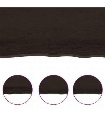 vidaXL Table Top Dark Brown 180x60x(2-6) cm Treated Solid Wood Oak — Size: 180 x 60 x 6 cm