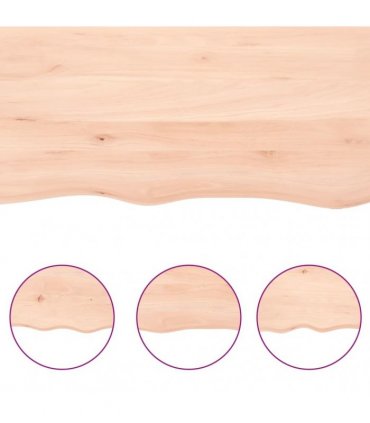 vidaXL Table Top 100x40x(2-4) cm Untreated Solid Wood Oak — Colour: natural, Size: 100 x 40 x 4 cm