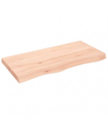 vidaXL Table Top 100x50x(2-6) cm Untreated Solid Wood Oak — Colour: natural, Size: 100 x 50 x 6 cm