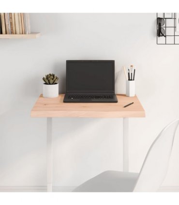 vidaXL Table Top 60x50x(2-4) cm Untreated Solid Wood Oak — Colour: natural, Size: 60 x 50 x 4 cm