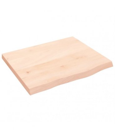 vidaXL Table Top 60x50x(2-4) cm Untreated Solid Wood Oak — Colour: natural, Size: 60 x 50 x 4 cm