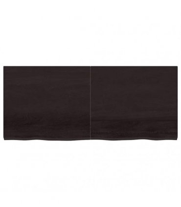 vidaXL Table Top Dark Brown 140x60x(2-4) cm Treated Solid Wood Oak — Size: 140 x 60 x 4 cm