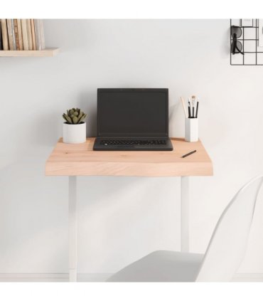 vidaXL Table Top 60x40x(2-6) cm Untreated Solid Wood Oak — Colour: natural, Size: 60 x 40 x 6 cm