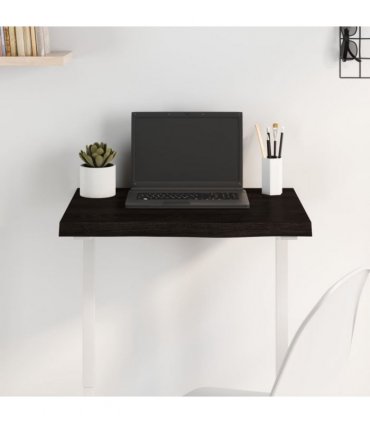 vidaXL Table Top Dark Brown 60x40x(2-4) cm Treated Solid Wood Oak — Size: 60 x 40 x 4 cm
