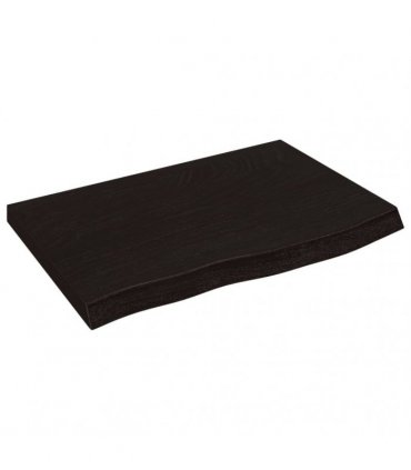 vidaXL Table Top Dark Brown 60x40x(2-4) cm Treated Solid Wood Oak — Size: 60 x 40 x 4 cm