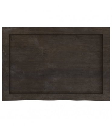 vidaXL Table Top Dark Brown 60x40x(2-4) cm Treated Solid Wood Oak — Size: 60 x 40 x 4 cm