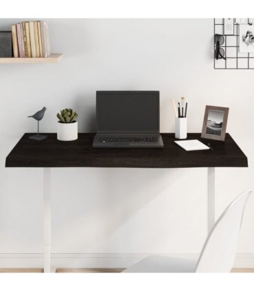 vidaXL Table Top Dark Brown 100x60x(2-4) cm Treated Solid Wood Oak — Size: 100 x 60 x 4 cm