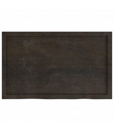 vidaXL Table Top Dark Brown 100x60x(2-4) cm Treated Solid Wood Oak — Size: 100 x 60 x 4 cm