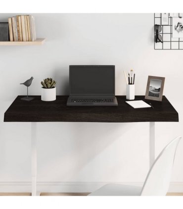 vidaXL Table Top Dark Brown 100x60x(2-6) cm Treated Solid Wood Oak — Size: 100 x 60 x 6 cm