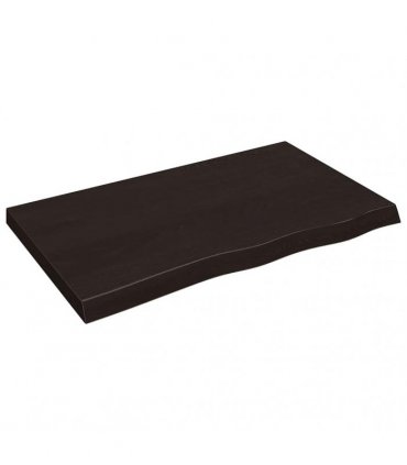 vidaXL Table Top Dark Brown 100x60x(2-6) cm Treated Solid Wood Oak — Size: 100 x 60 x 6 cm
