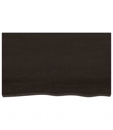 vidaXL Table Top Dark Brown 100x60x(2-6) cm Treated Solid Wood Oak — Size: 100 x 60 x 6 cm