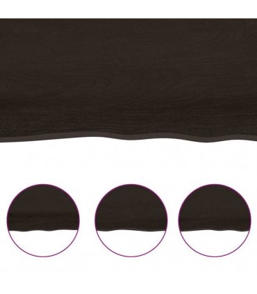 vidaXL Table Top Dark Brown 100x60x(2-6) cm Treated Solid Wood Oak — Size: 100 x 60 x 6 cm