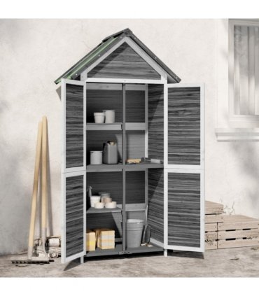 vidaXL Garden Tool Shed Grey 89x52.5x175 cm Solid Wood Pine