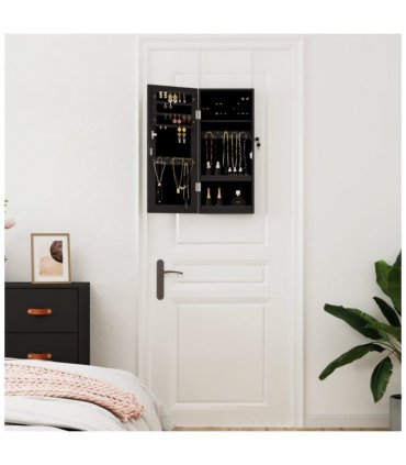 vidaXL Mirror Jewellery Cabinet Wall Mounted Black 30x8.5x67 cm