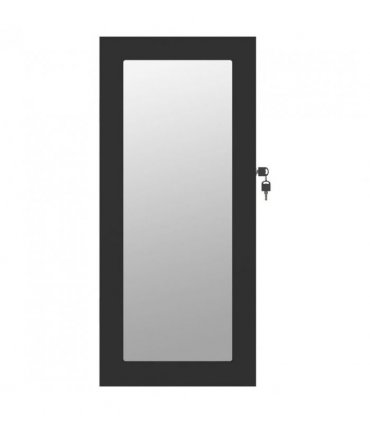 vidaXL Mirror Jewellery Cabinet Wall Mounted Black 30x8.5x67 cm